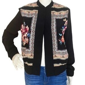 IZ Byer Floral Jacket Black Size Medium